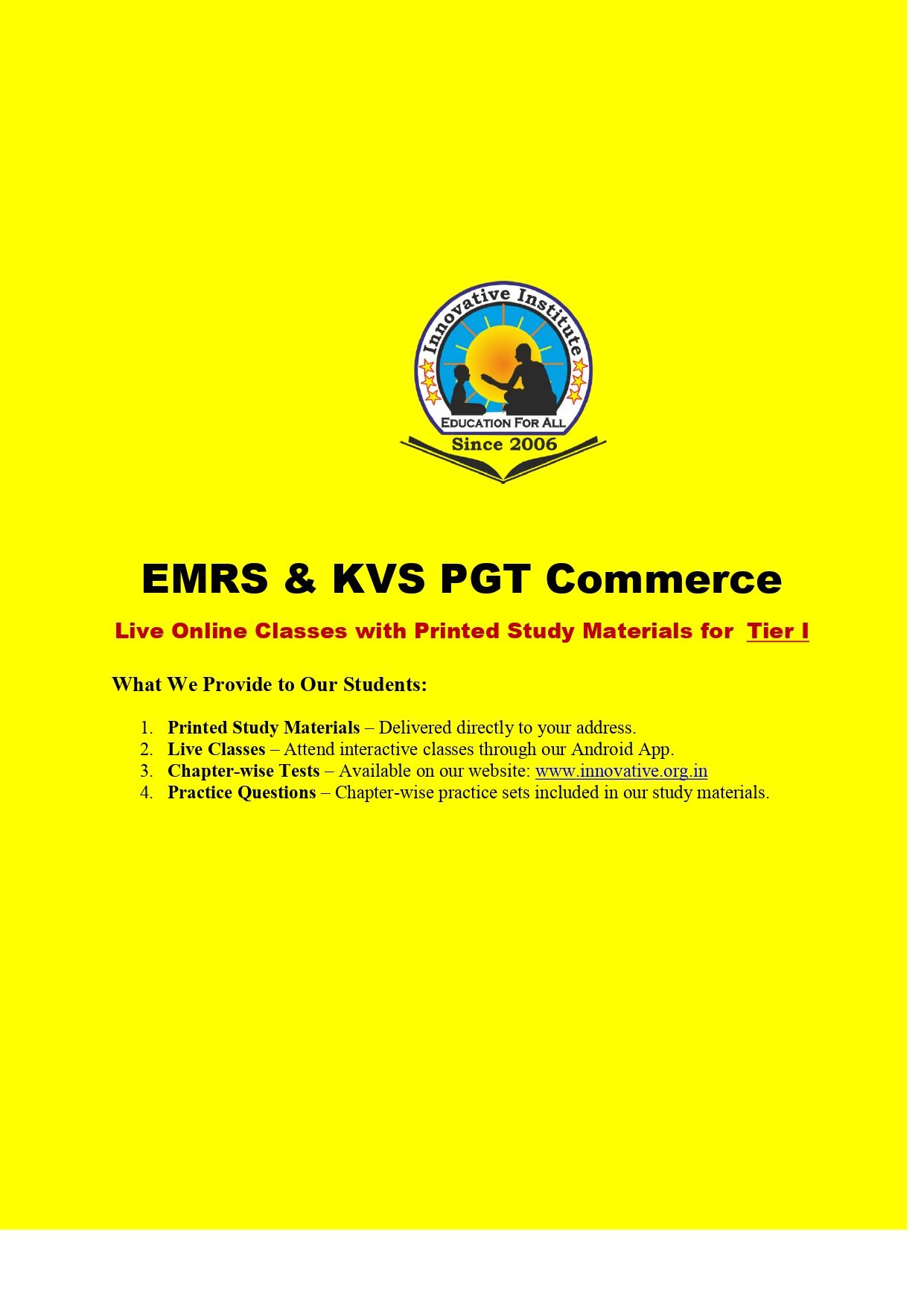 KVS & EMRS PGT Commerce Video Lectures